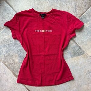 Abercrombie & Fitch Y2K 2000s Red Fitted Short Sleeve A&F Film‎ on back T-Shirt